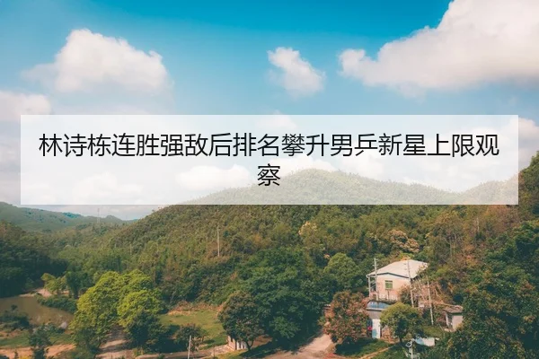 林诗栋连胜强敌后排名攀升男乒新星上限观察